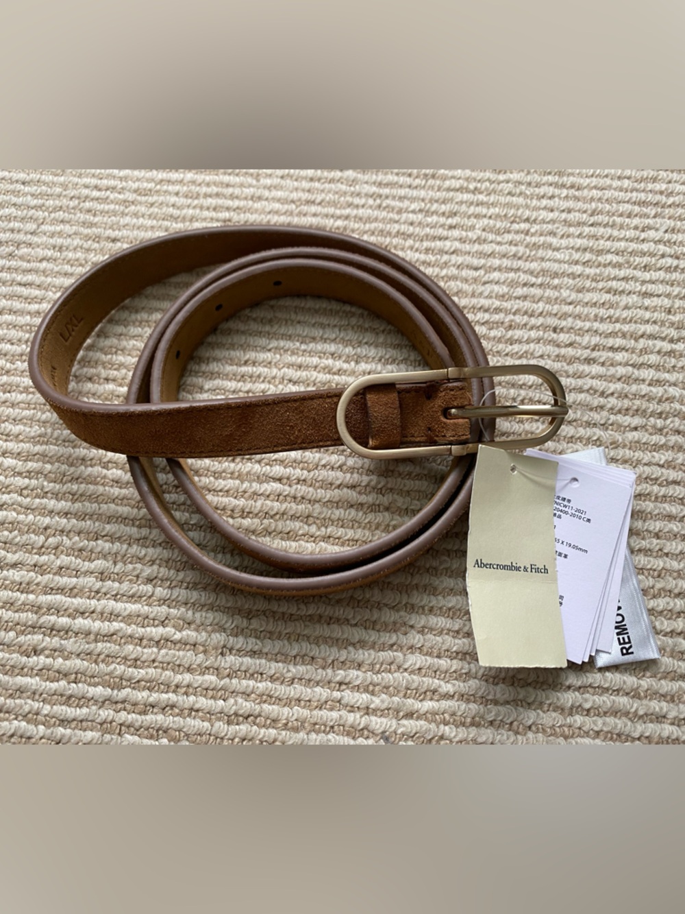 Abercrombie Brown Slim Belt with Brass Buckle L/XL NWT